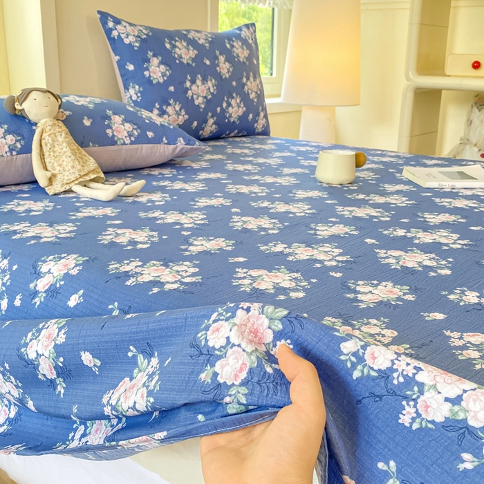 91家纺网 家纺一手货源 找家纺 朵朵家纺 2025新款双层纱单床单床单三件套（可定制尺寸） 国色天香