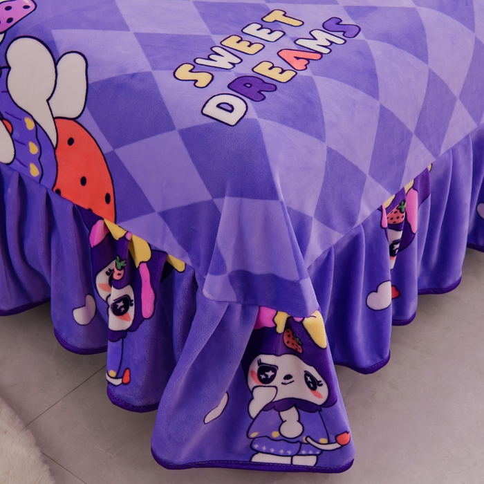 91家纺网 家纺一手货源 找家纺 眠多宝 2025新款8-9斤高克重牛奶绒四件套法莱绒水晶绒金貂绒抖音快手直播热款 草莓洛米