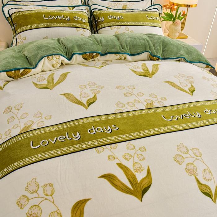 91家纺网 家纺一手货源 找家纺 眠多宝 2025新款8-9斤高克重牛奶绒四件套法莱绒水晶绒金貂绒抖音快手直播热款 春暖花开