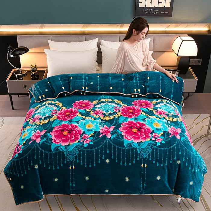 91家纺网 家纺一手货源 找家纺 眠多宝 2025新款8-9斤高克重牛奶绒四件套法莱绒水晶绒金貂绒抖音快手直播热款 富贵袭人