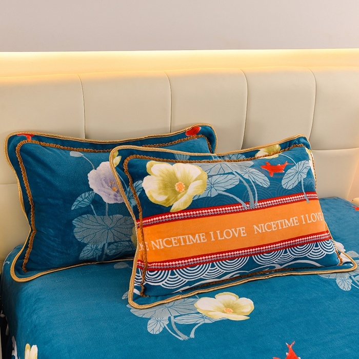 91家纺网 家纺一手货源 找家纺 眠多宝 2025新款8-9斤高克重牛奶绒四件套法莱绒水晶绒金貂绒抖音快手直播热款 荷塘月色