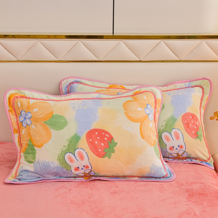 91家纺网 家纺一手货源 找家纺 眠多宝 2025新款8-9斤高克重牛奶绒四件套法莱绒水晶绒金貂绒抖音快手直播热款 花园小兔