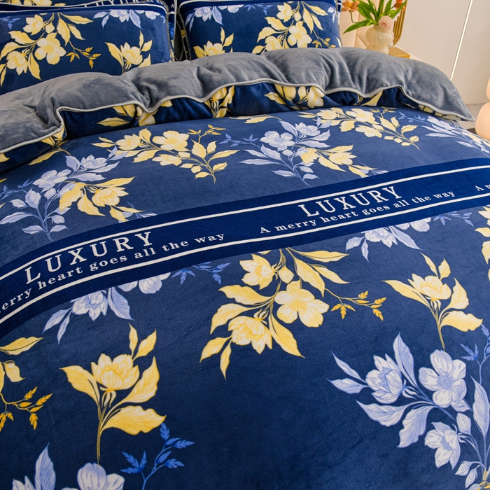 91家纺网 家纺一手货源 找家纺 眠多宝 2025新款8-9斤高克重牛奶绒四件套法莱绒水晶绒金貂绒抖音快手直播热款 金桂飘香