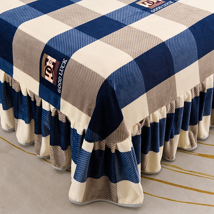 91家纺网 家纺一手货源 找家纺 眠多宝 2025新款8-9斤高克重牛奶绒四件套法莱绒水晶绒金貂绒抖音快手直播热款 蓝大格