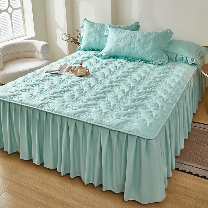 91家纺网 家纺一手货源 找家纺 （总）瑞兴纺 2025新款水洗磨毛夹棉床裙三件套系列-繁花