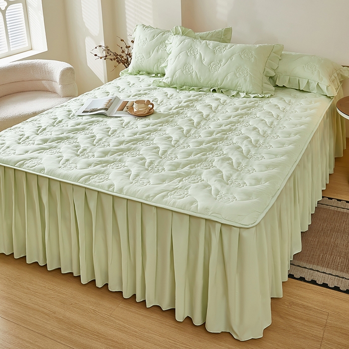 91家纺网 家纺一手货源 找家纺 （总）瑞兴纺 2025新款水洗磨毛夹棉床裙三件套系列-繁花