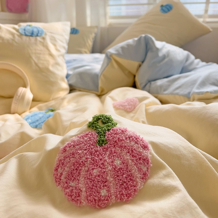 91家纺网 家纺一手货源 找家纺 （总）优选 2025新款超柔水洗棉INS小红书学生三件套毛巾绣卡通四件套【提供买家秀】