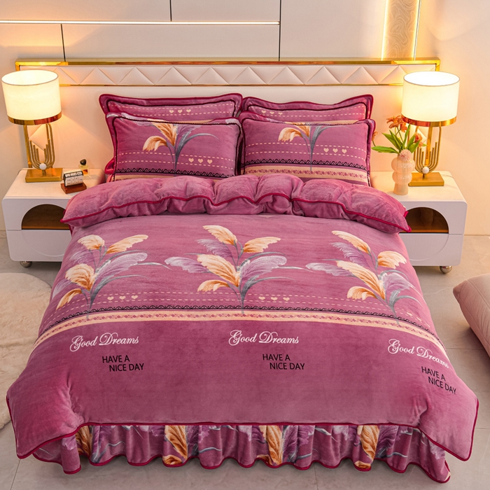 91家纺网 家纺一手货源 找家纺 眠多宝 2025新款8-9斤高克重牛奶绒四件套法莱绒水晶绒金貂绒抖音快手直播热款 缘定今生