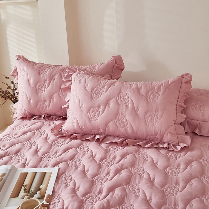 91家纺网 家纺一手货源 找家纺 （总）瑞兴纺 2025新款水洗磨毛夹棉床裙三件套系列-繁花