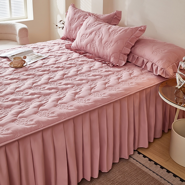 91家纺网 家纺一手货源 找家纺 （总）瑞兴纺 2025新款水洗磨毛夹棉床裙三件套系列-繁花