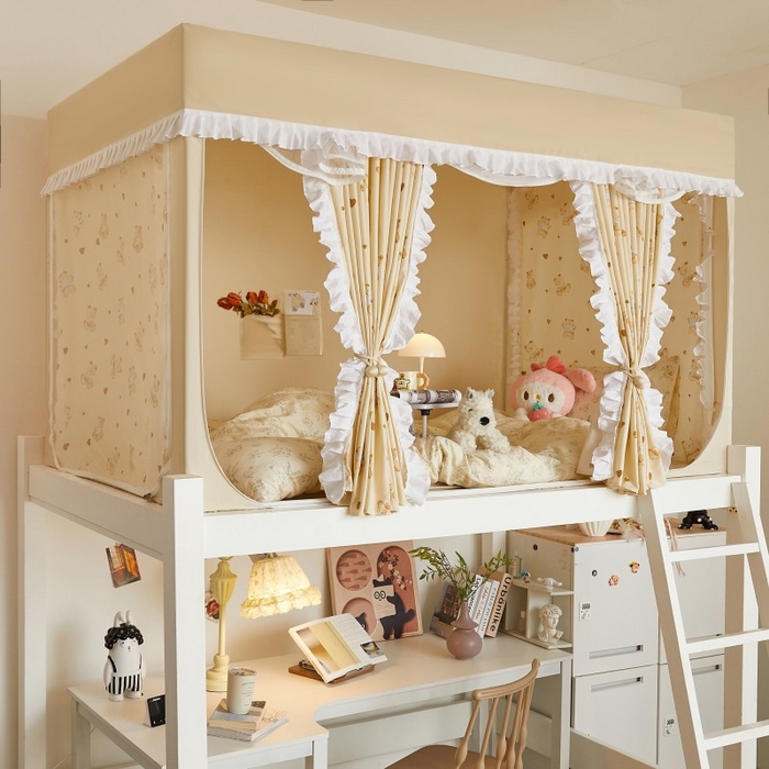 91家纺网 家纺一手货源 找家纺 （总）锦逸家居 2025新款卡通抱抱熊强遮光床帘款学生蚊帐