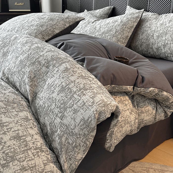 91家纺网 家纺一手货源 找家纺 （总）莱茵家居 2025新款A类简约60S色织提花磨毛四件套