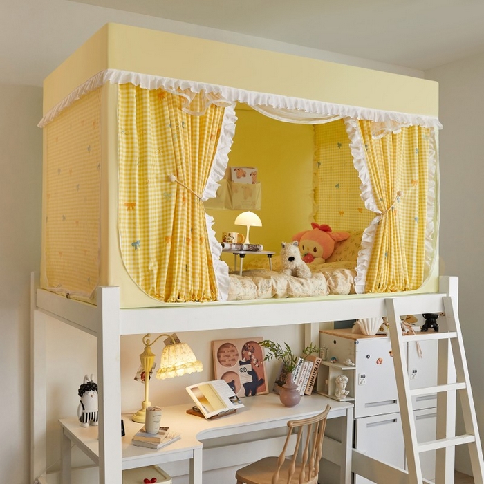 91家纺网 家纺一手货源 找家纺 （总）锦逸家居 2025新款卡通抱抱熊强遮光床帘款学生蚊帐