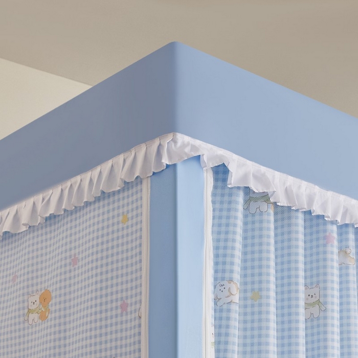 91家纺网 家纺一手货源 找家纺 锦逸家居 2025新款卡通抱抱熊强遮光床帘款学生蚊帐 好朋友-天蓝