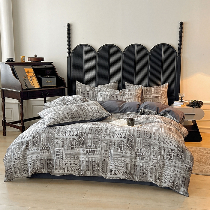 91家纺网 家纺一手货源 找家纺 （总）莱茵家居 2025新款A类简约60S色织提花磨毛四件套