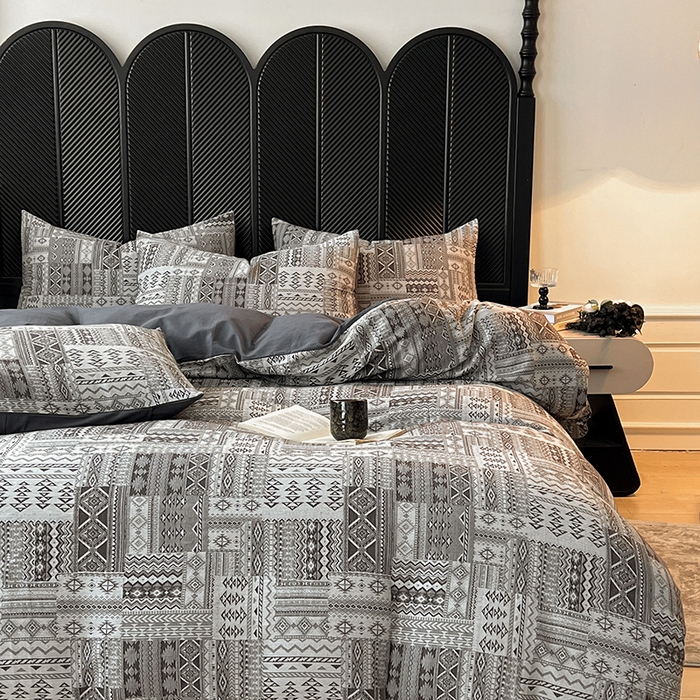 91家纺网 家纺一手货源 找家纺 （总）莱茵家居 2025新款A类简约60S色织提花磨毛四件套