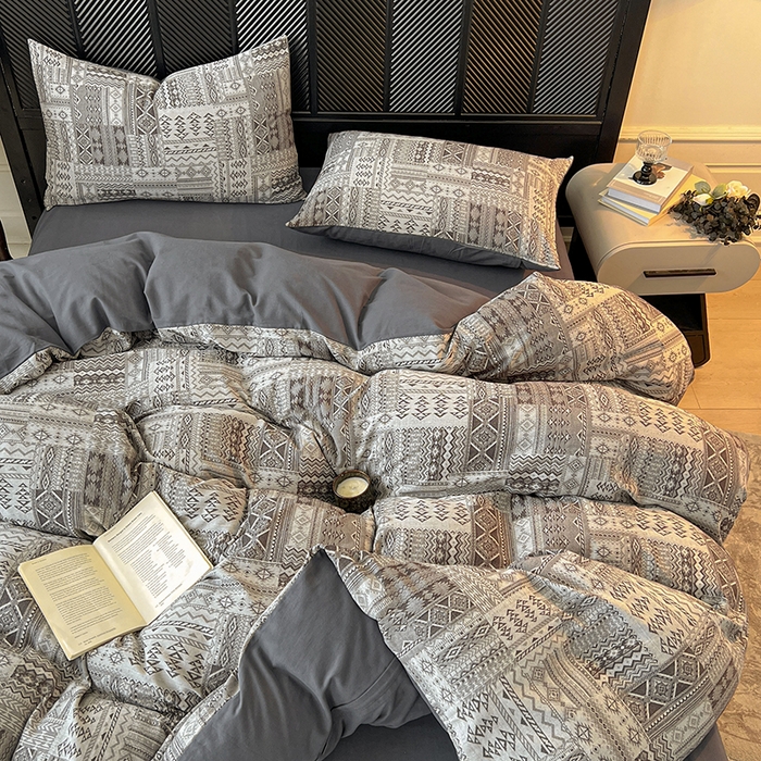 91家纺网 家纺一手货源 找家纺 （总）莱茵家居 2025新款A类简约60S色织提花磨毛四件套