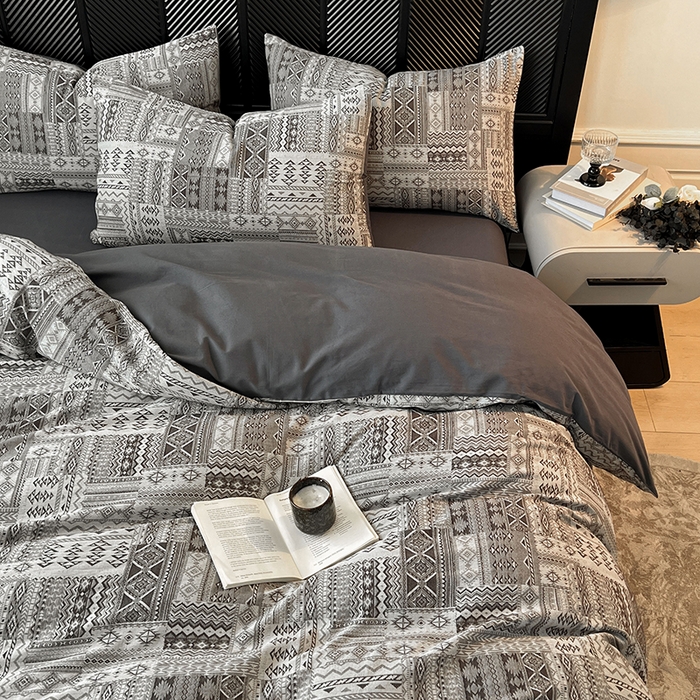 91家纺网 家纺一手货源 找家纺 （总）莱茵家居 2025新款A类简约60S色织提花磨毛四件套