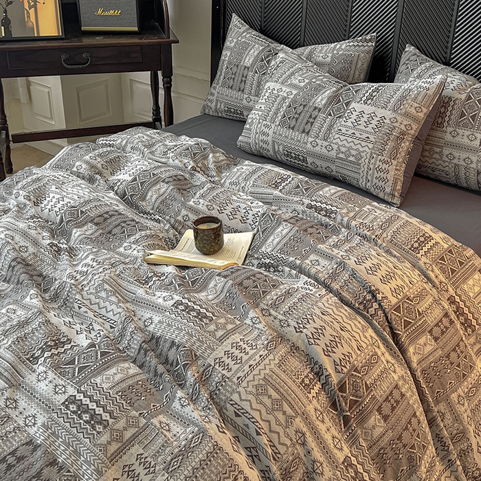 91家纺网 家纺一手货源 找家纺 （总）莱茵家居 2025新款A类简约60S色织提花磨毛四件套