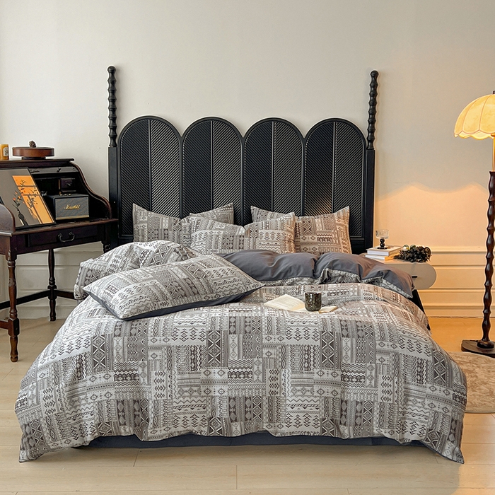 91家纺网 家纺一手货源 找家纺 （总）莱茵家居 2025新款A类简约60S色织提花磨毛四件套