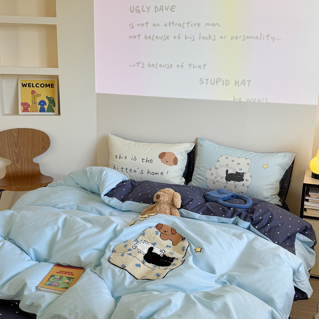 91家纺网 家纺一手货源 找家纺 美乐迪家纺 2025新款全棉毛巾绣绣花四件套 点点猫舍