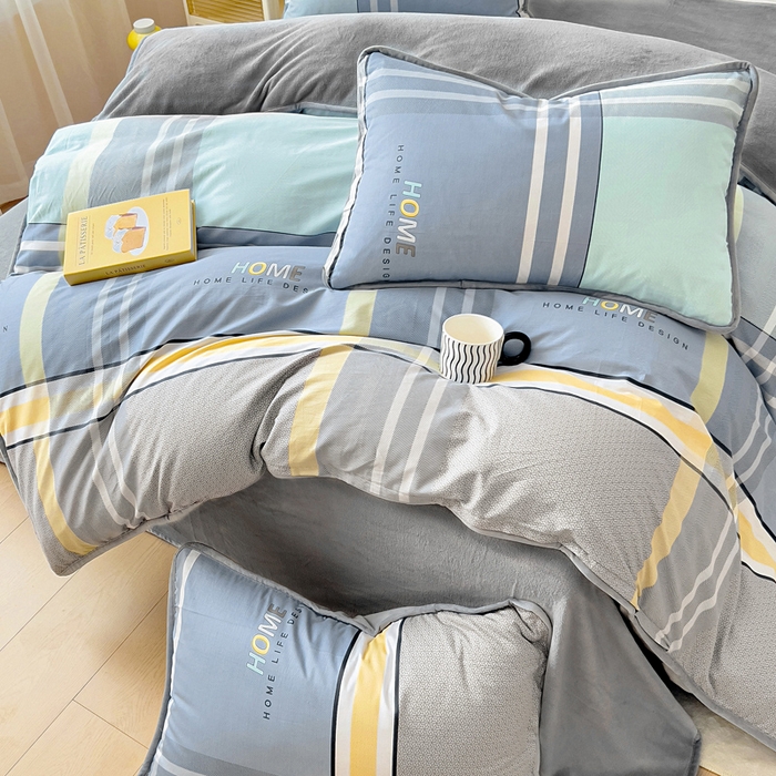 91家纺网 家纺一手货源 找家纺 琪琪阁家纺 2025新款A类全棉纯棉加牛奶绒包边款单被套四件套菲尔顿