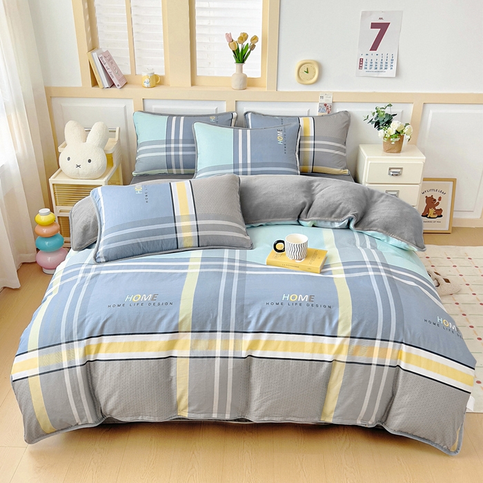 91家纺网 家纺一手货源 找家纺 琪琪阁家纺 2025新款A类全棉纯棉加牛奶绒包边款单被套四件套菲尔顿