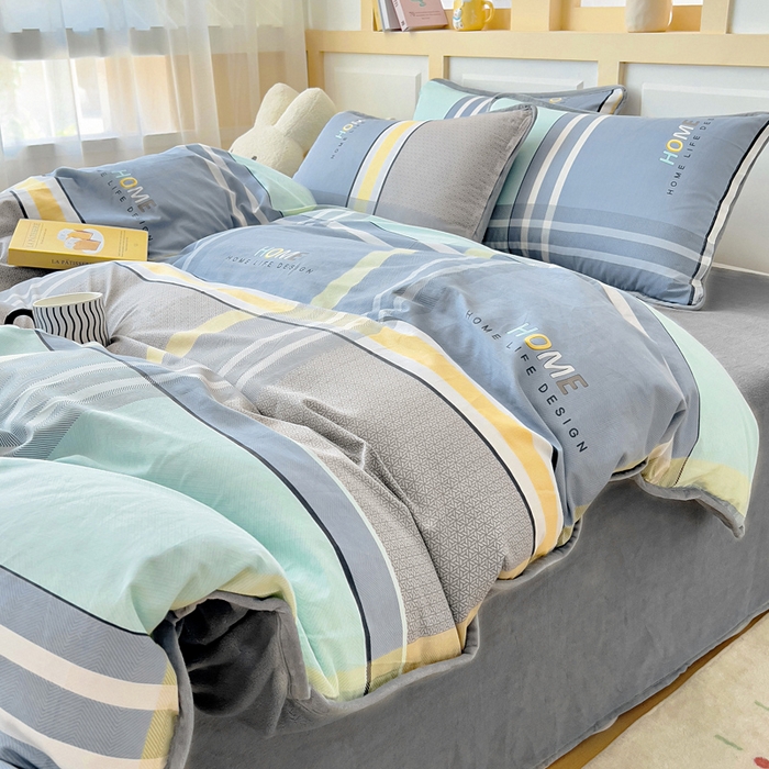 91家纺网 家纺一手货源 找家纺 琪琪阁家纺 2025新款A类全棉纯棉加牛奶绒包边款单被套四件套菲尔顿