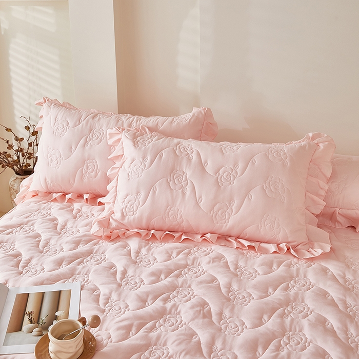 91家纺网 家纺一手货源 找家纺 瑞兴纺 2025新款水洗磨毛夹棉床裙三件套系列-繁花 繁花-雅典玉