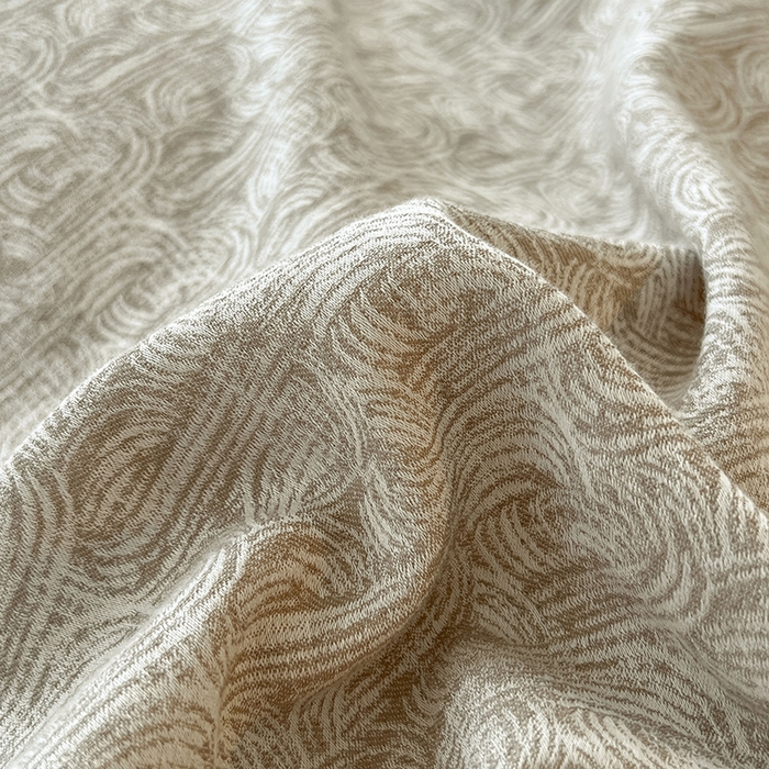 91家纺网 家纺一手货源 找家纺 莱茵家居 2025新款A类简约60S色织提花磨毛四件套 辞花-暖卡其