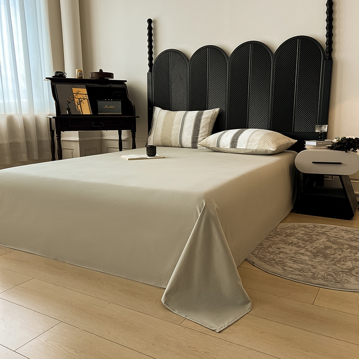 91家纺网 家纺一手货源 找家纺 莱茵家居 2025新款A类简约60S色织提花磨毛四件套 丝序-浅茶灰