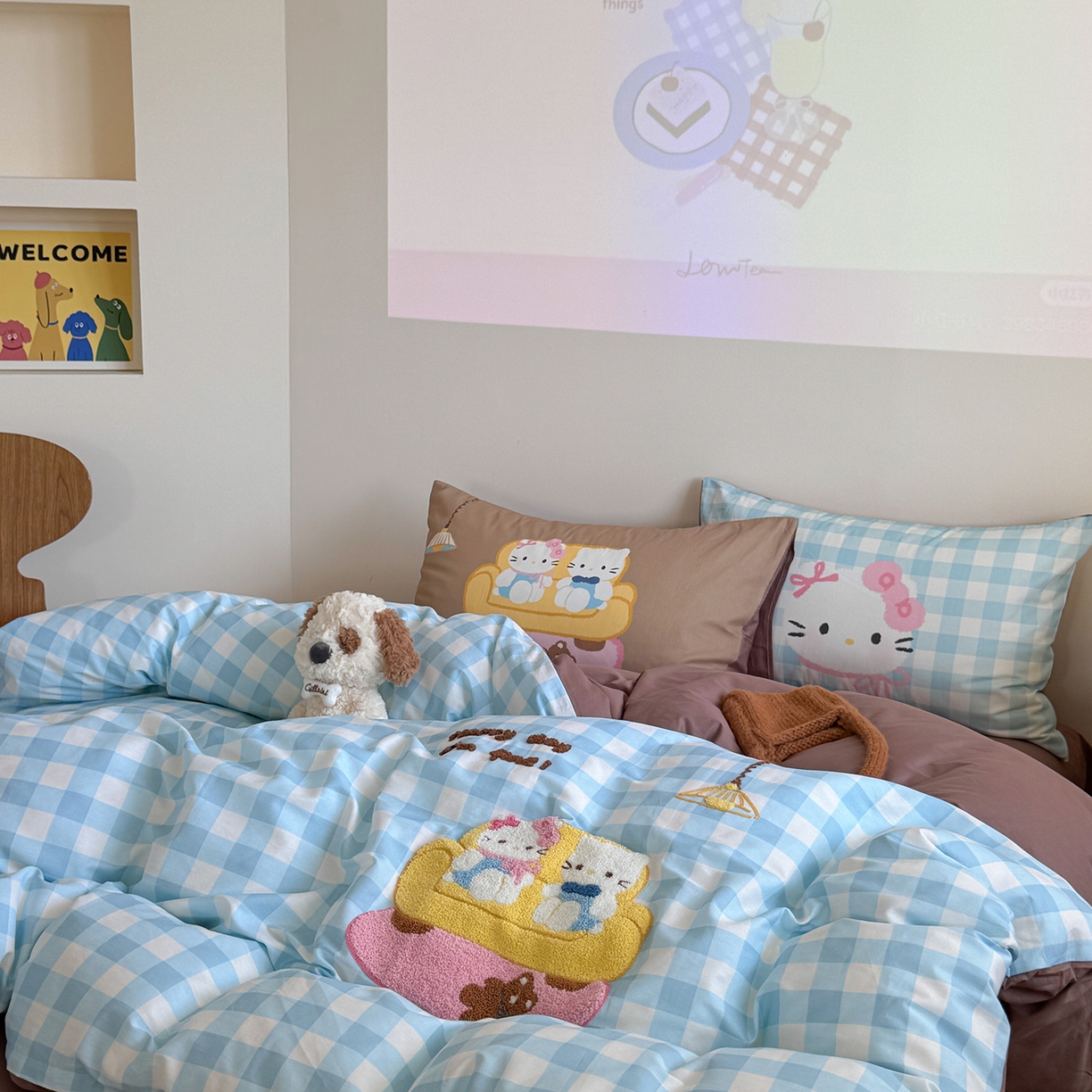 91家纺网 家纺一手货源 找家纺 美乐迪家纺 2025新款全棉毛巾绣绣花四件套 家居猫咪