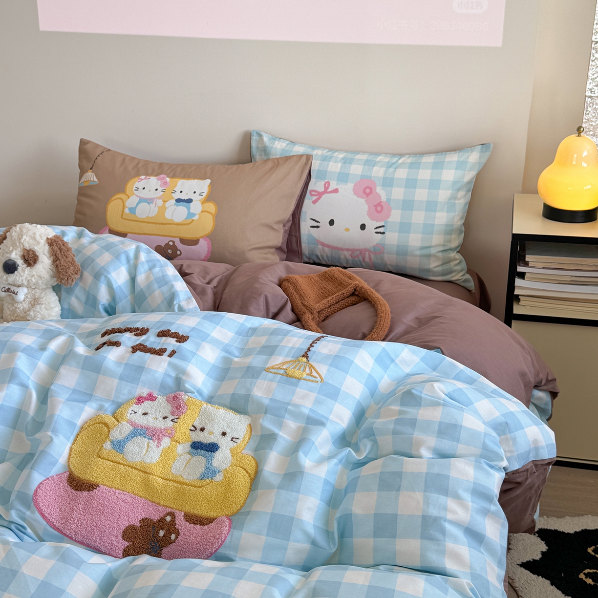 91家纺网 家纺一手货源 找家纺 美乐迪家纺 2025新款全棉毛巾绣绣花四件套 家居猫咪