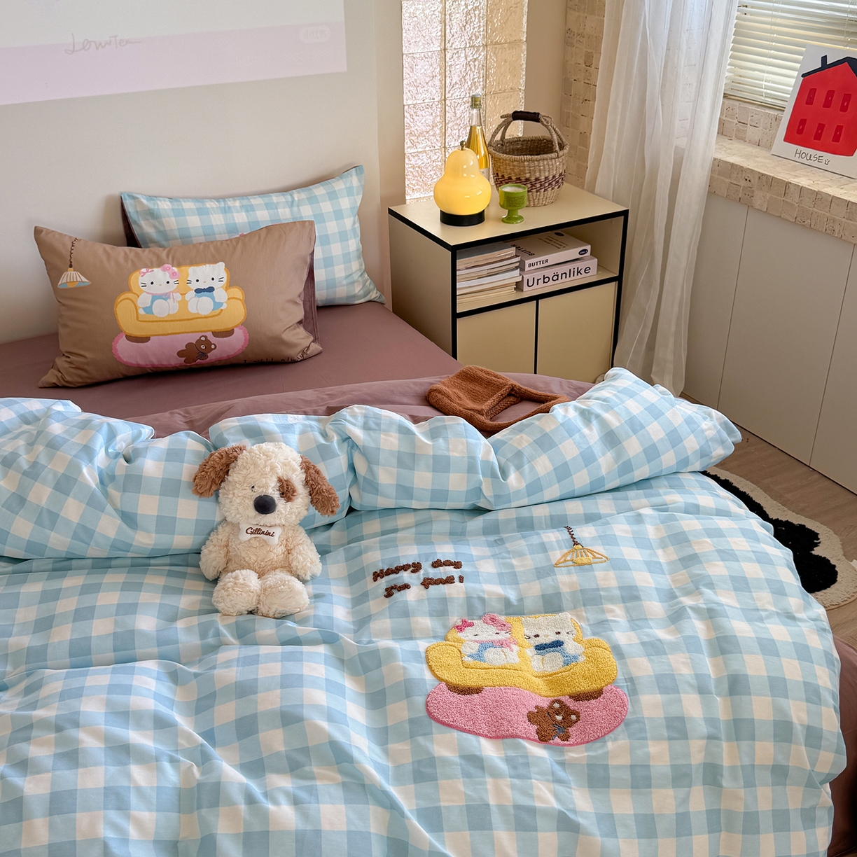 91家纺网 家纺一手货源 找家纺 美乐迪家纺 2025新款全棉毛巾绣绣花四件套 家居猫咪