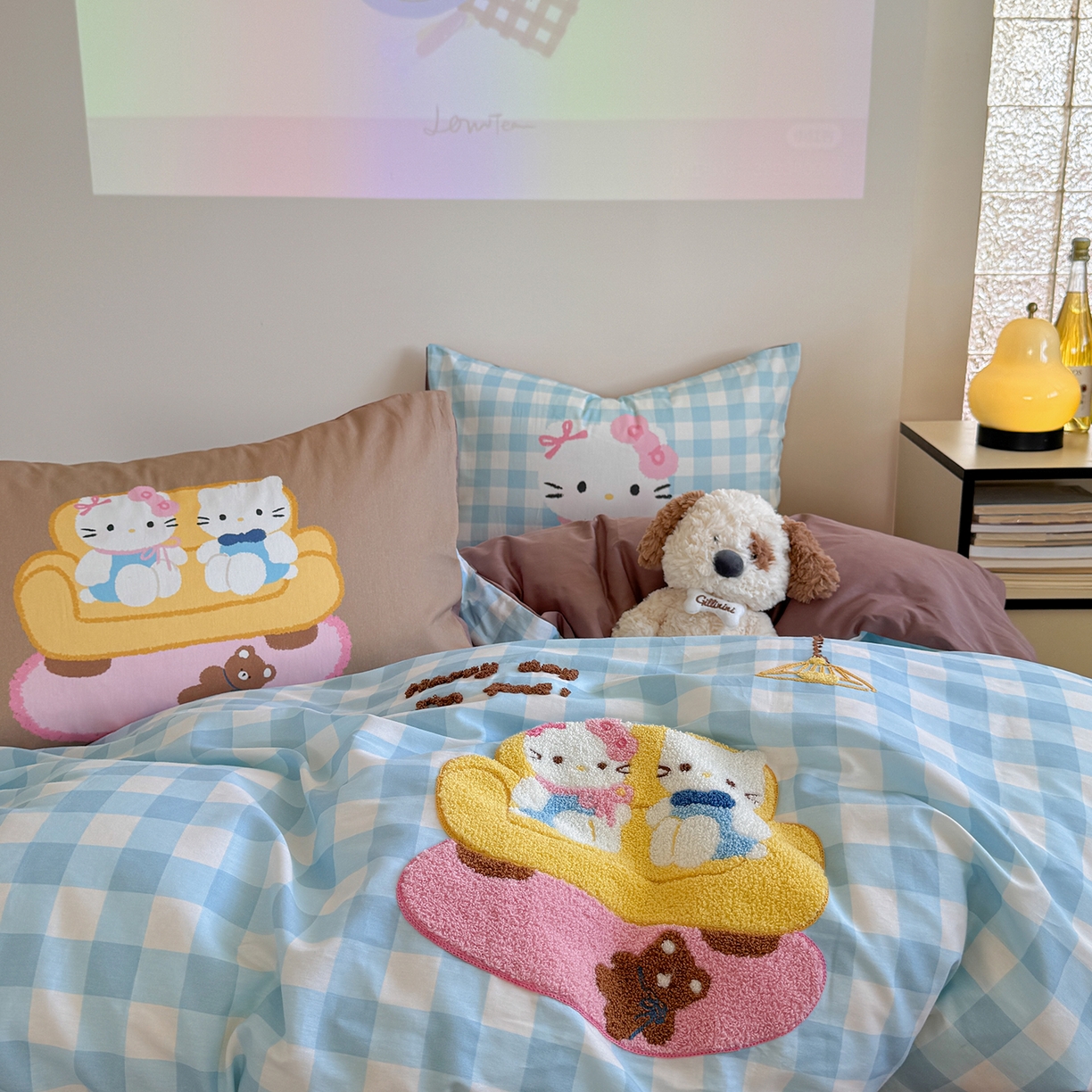 91家纺网 家纺一手货源 找家纺 美乐迪家纺 2025新款全棉毛巾绣绣花四件套 家居猫咪