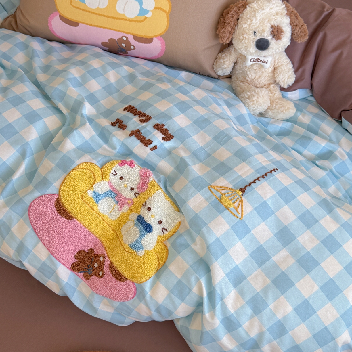 91家纺网 家纺一手货源 找家纺 美乐迪家纺 2025新款全棉毛巾绣绣花四件套 家居猫咪