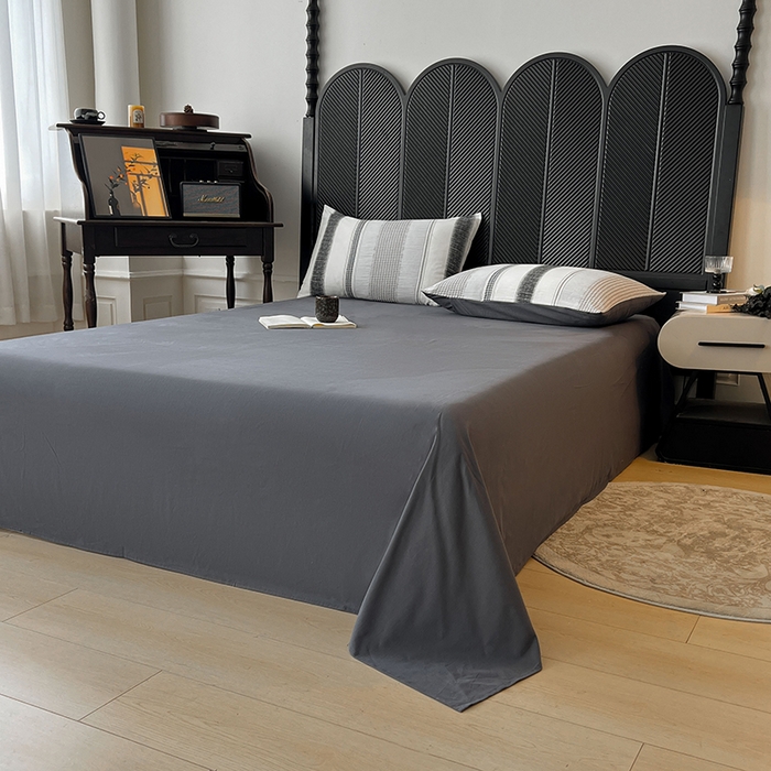 91家纺网 家纺一手货源 找家纺 莱茵家居 2025新款A类简约60S色织提花磨毛四件套 丝序-深霜灰