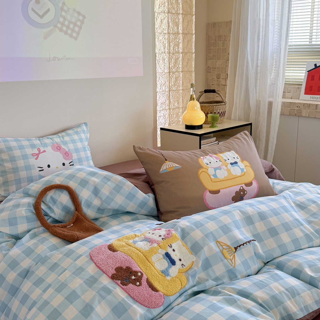 91家纺网 家纺一手货源 找家纺 美乐迪家纺 2025新款全棉毛巾绣绣花四件套 家居猫咪