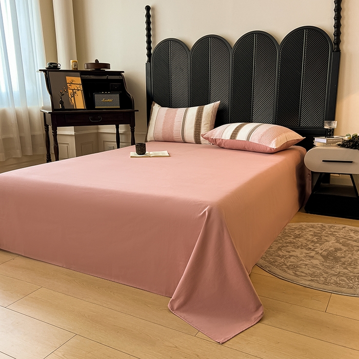 91家纺网 家纺一手货源 找家纺 莱茵家居 2025新款A类简约60S色织提花磨毛四件套 丝序-胭脂粉