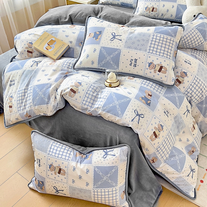 91家纺网 家纺一手货源 找家纺 琪琪阁家纺 2025新款A类全棉纯棉加牛奶绒包边款单被套四件套童年颂