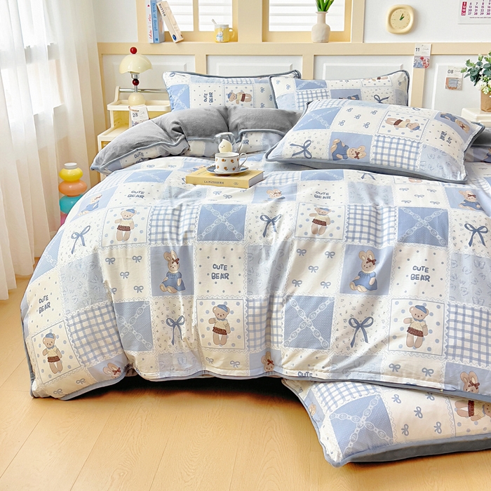 91家纺网 家纺一手货源 找家纺 琪琪阁家纺 2025新款A类全棉纯棉加牛奶绒包边款单被套四件套童年颂