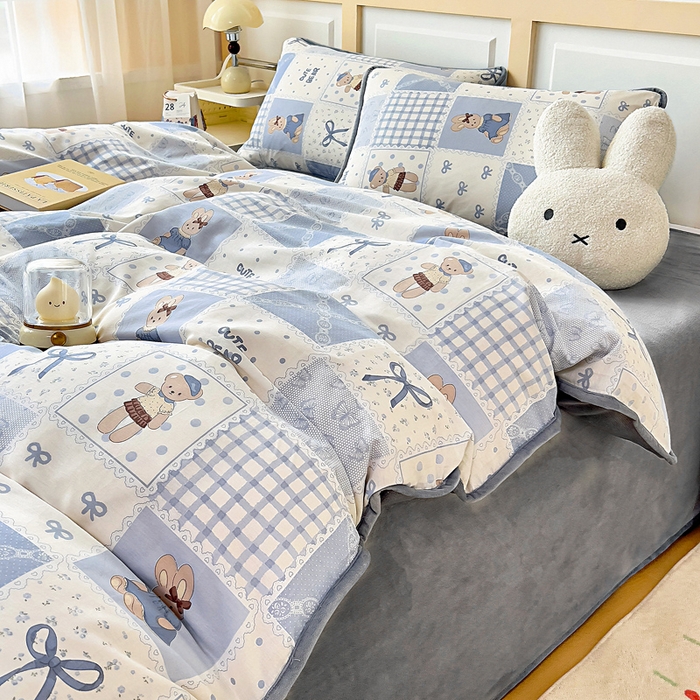 91家纺网 家纺一手货源 找家纺 琪琪阁家纺 2025新款A类全棉纯棉加牛奶绒包边款单被套四件套童年颂