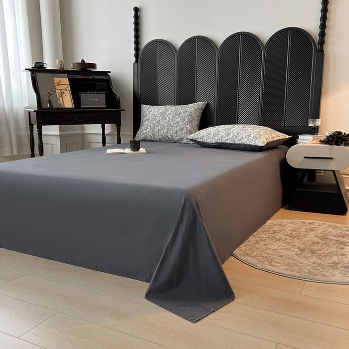 91家纺网 家纺一手货源 找家纺 莱茵家居 2025新款A类简约60S色织提花磨毛四件套 织境-深霜灰