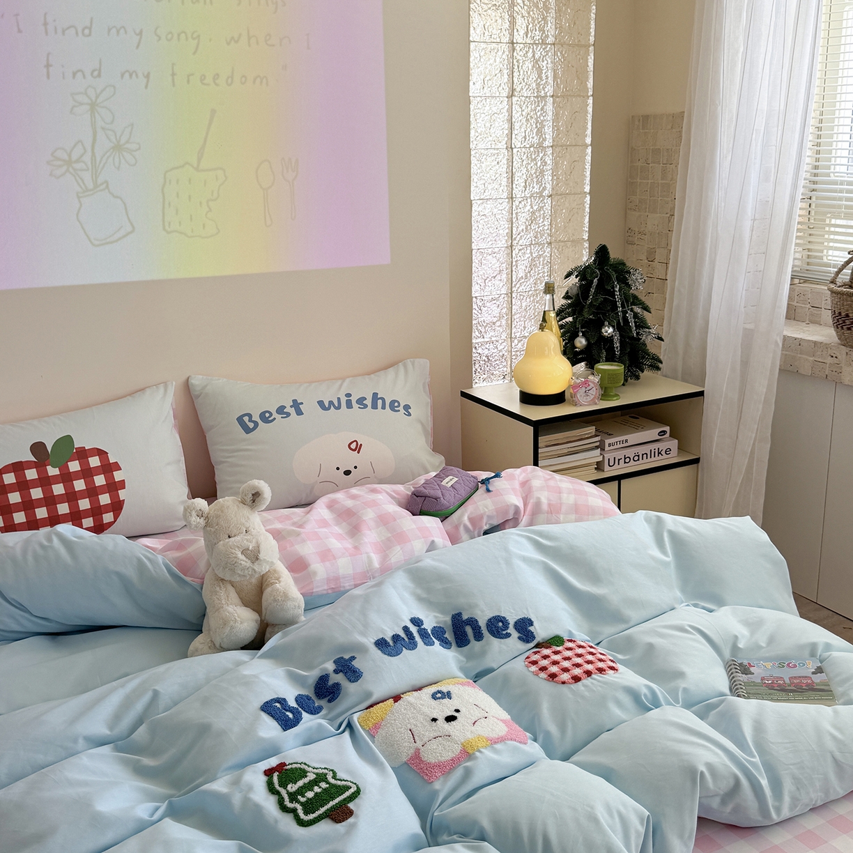 91家纺网 家纺一手货源 找家纺 美乐迪家纺 2025新款全棉毛巾绣绣花四件套 萌趣小狗