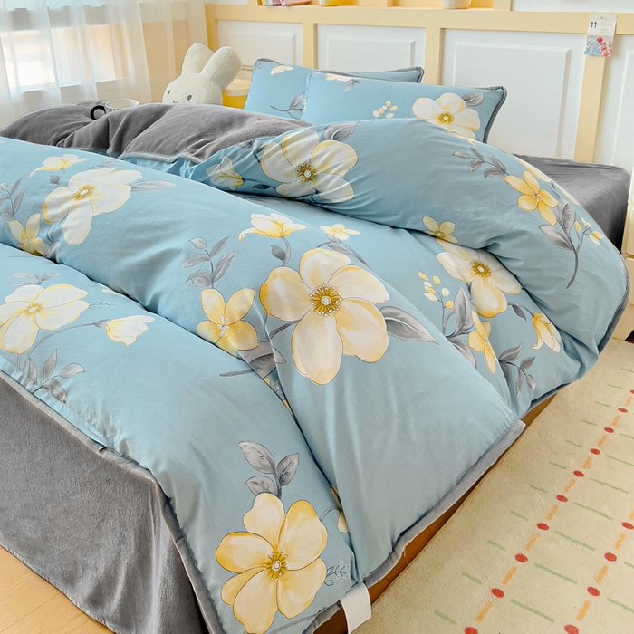 91家纺网 家纺一手货源 找家纺 琪琪阁家纺 2025新款A类全棉纯棉加牛奶绒包边款单被套四件套雅韵花香