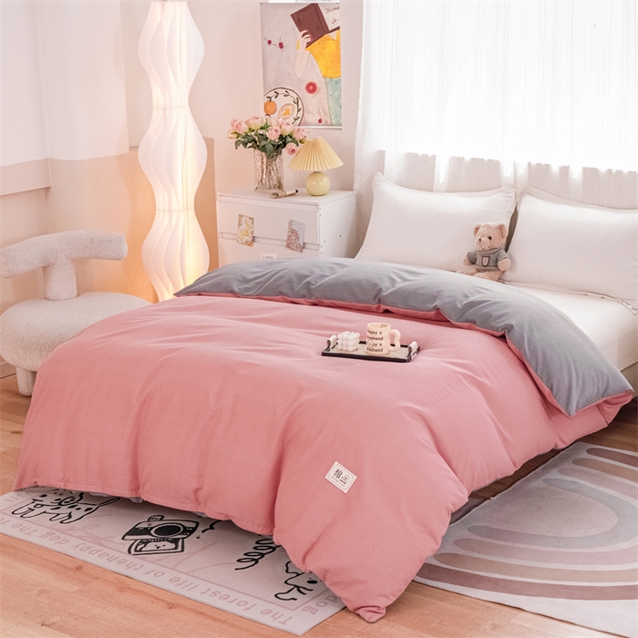 91家纺网 家纺一手货源 找家纺 （总）宝时兰 2025新款加厚纯棉单被套生态磨毛全棉纯色双拼ab版被套单件