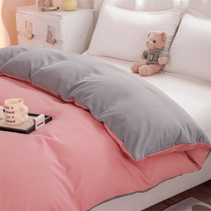 91家纺网 家纺一手货源 找家纺 （总）宝时兰 2025新款加厚纯棉单被套生态磨毛全棉纯色双拼ab版被套单件