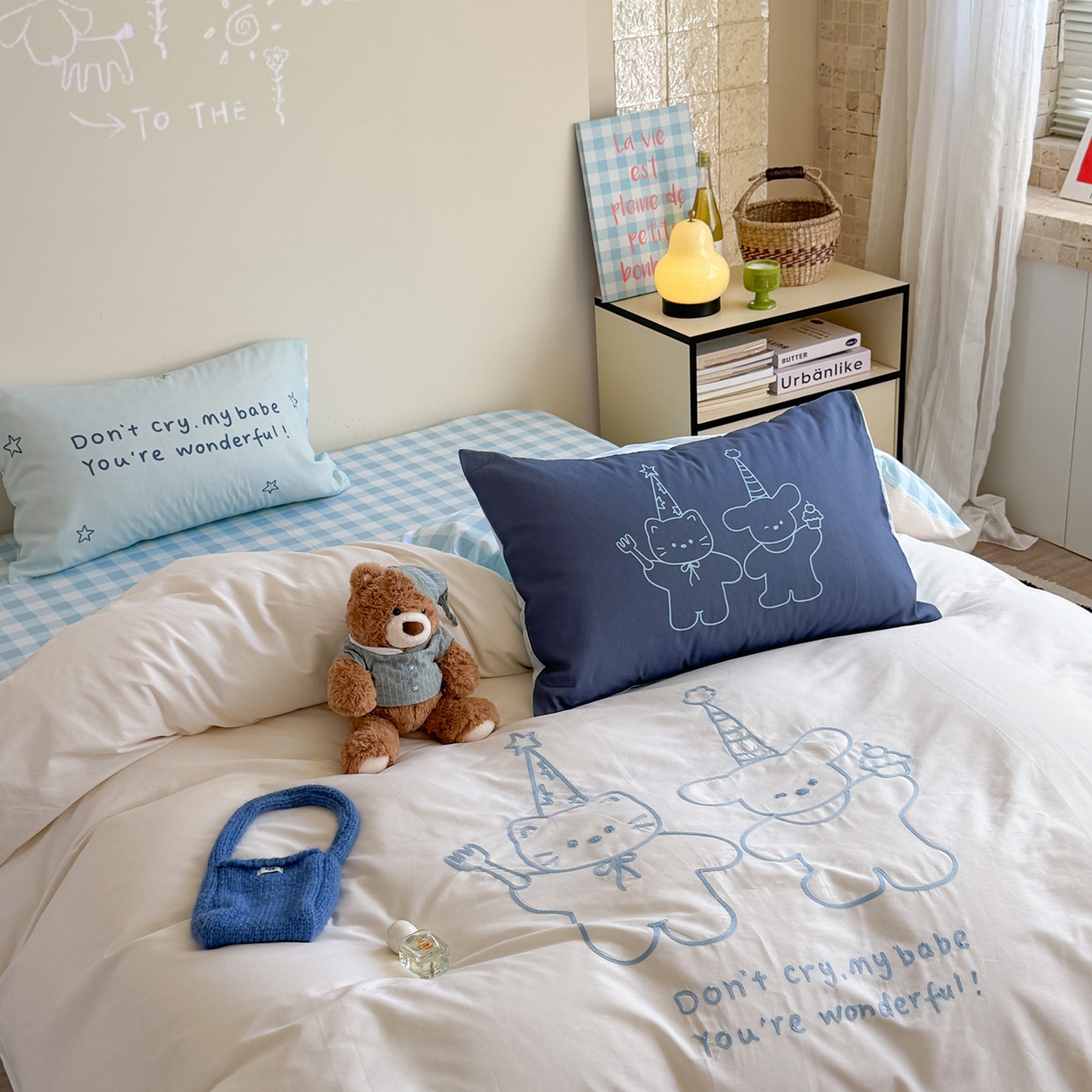 91家纺网 家纺一手货源 找家纺 美乐迪家纺 2025新款全棉毛巾绣绣花四件套 星星小熊