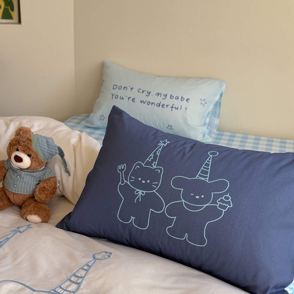 91家纺网 家纺一手货源 找家纺 美乐迪家纺 2025新款全棉毛巾绣绣花四件套 星星小熊