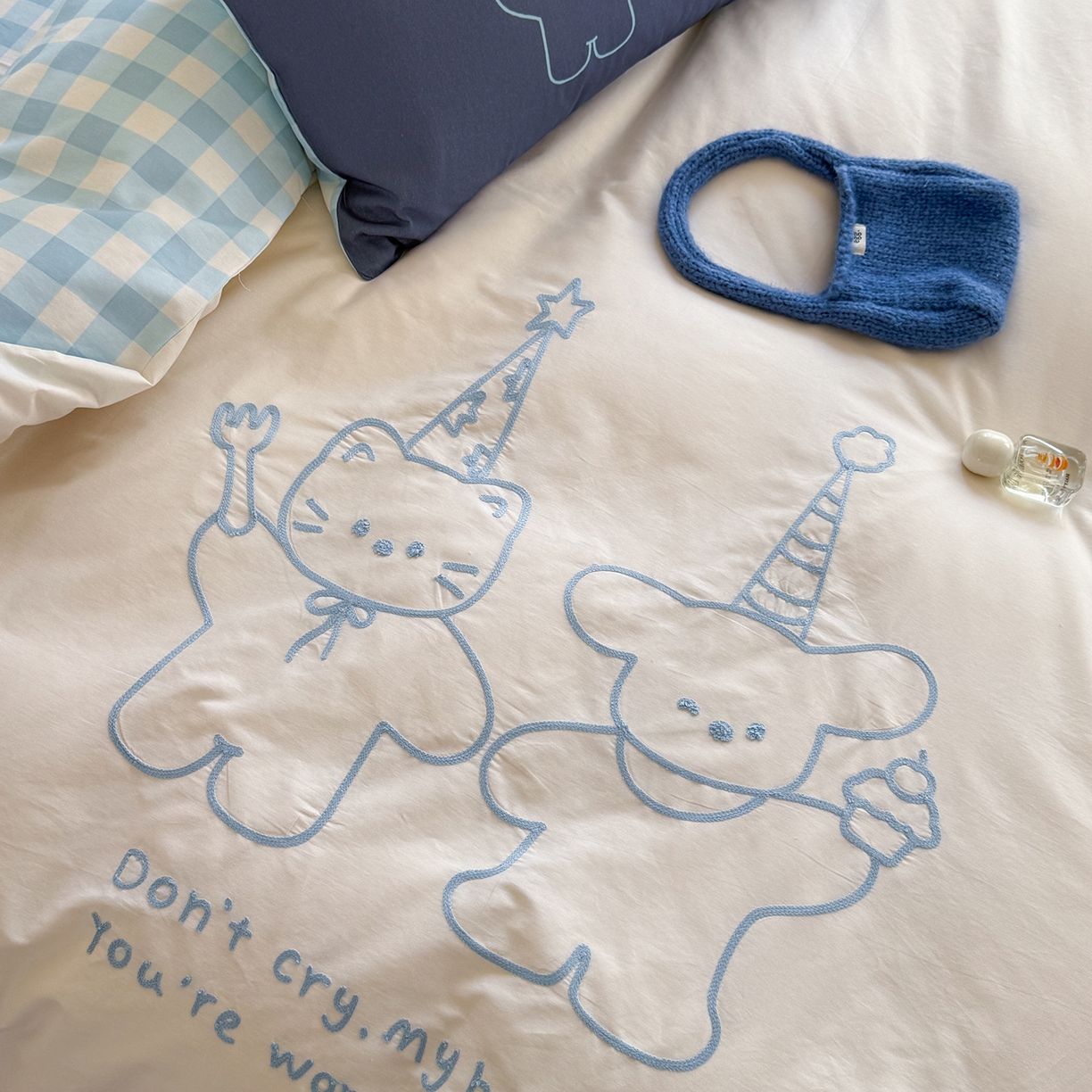 91家纺网 家纺一手货源 找家纺 美乐迪家纺 2025新款全棉毛巾绣绣花四件套 星星小熊